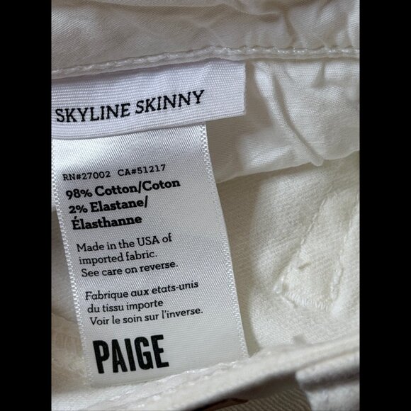 New Paige Jeans 32 Womens White Skyline Skinny Optic Mid Rise Stretch - Picture 9 of 10